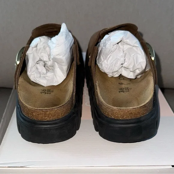 Birkenstock Papillio Boston Chunky Suede Leather in Dark Tea/ Black - Picture 8 of 12